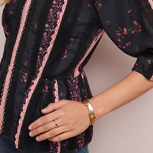 Anthropologie Seen Worn Kept Annemette Blouse Black Floral Motif - Picture 3 of 7